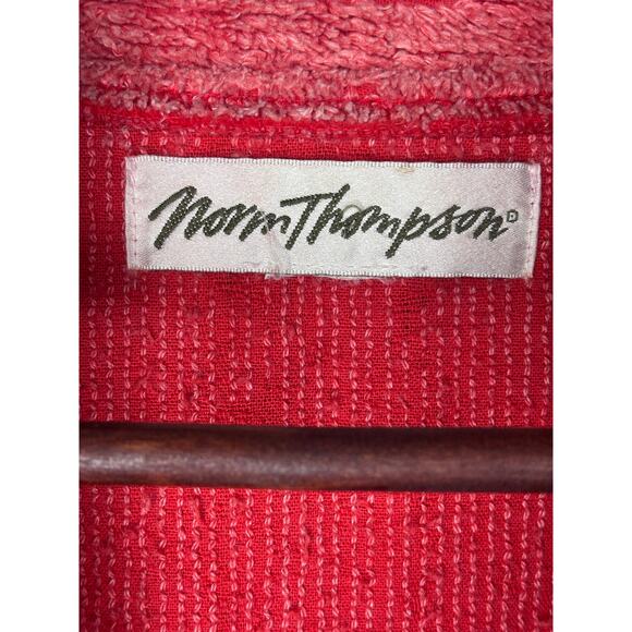 Vtg Norm Thompson Chenille Cardigan Pink/Red Unique Patterned Pockets & Sleeves - Picture 5 of 16